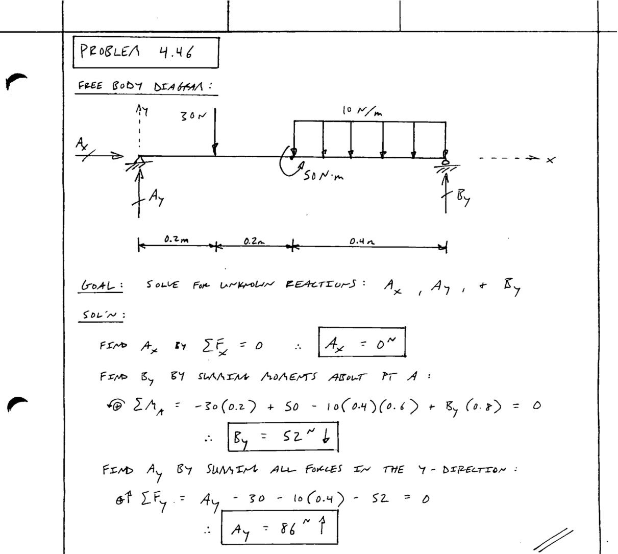 Engineering Homework Solution Format J Ben Deaton